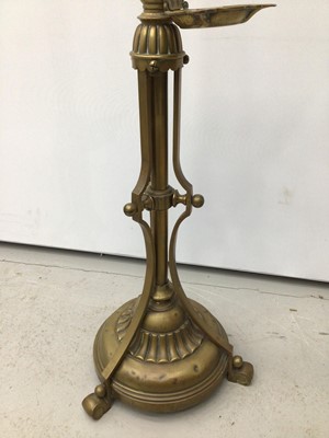 Lot 220 - Edwardian brass adjustable lamp stand