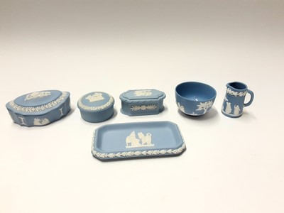 Lot 221 - Selection of Wedgwood Jasperware including vases, heart shaped trinket box etc