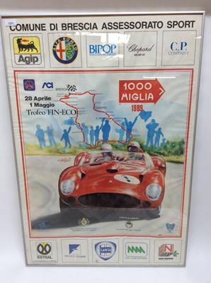 Lot 1231 - Group of four Classic car auction posters, together with a 1989 Mille Miglia poster (5)