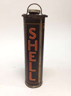 Lot 1232 - Vintage Shell fuel can, together with a Pratts fuel can and a 1960's Castrol Lubrication chart (3)