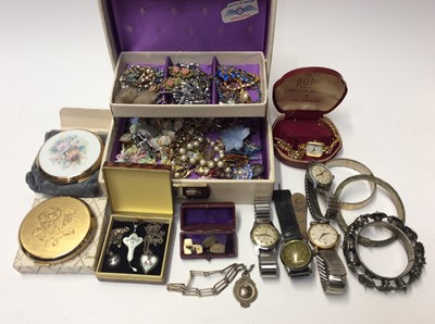Lot 610 - Quantity costume jewellery, wristwatches, Stratton compacts and bijouterie