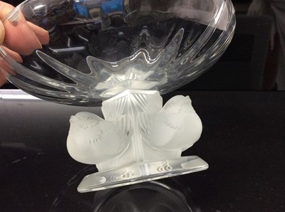 Lot 237 - Lalique Crystal Coupe Nogent pedestal shallow bowl decorated with four wrens, signed Lalique France to base, 14cm diameter