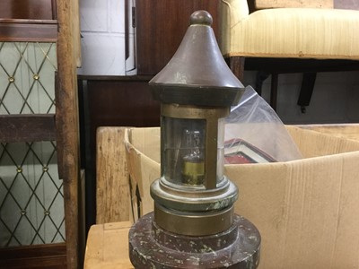 Lot 1122 - Impressive Cornish Serpentine Lamp of monumental proportions, with brass light fitting, 103.5cm in height