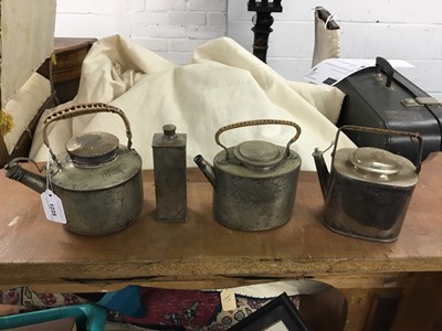 Lot 1235 - Three 1920s nickel plated picnic set Kettle’s and similar milk canister (4)