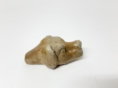 Lot 126 - Rare mid 19th century salt glazed stoneware whistle in the form of a dog's head