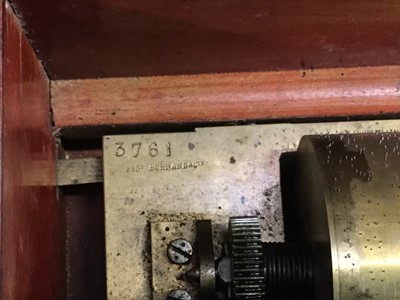 Lot 1126 - Good quality 19th century Swiss music box by Eugene Bornand, signed and numbered 3761, in rosewood case with brass inlay, large winding key and small lock key. Lunch of the comb 33cm, length of the...