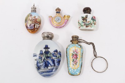 Lot 725 - Collection of five miniature 19th century scent bottles