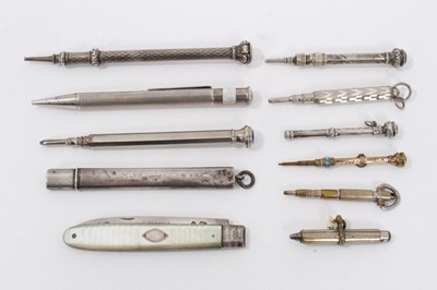 Lot 729 - Collection of 19th century and later silver and other extending pencils