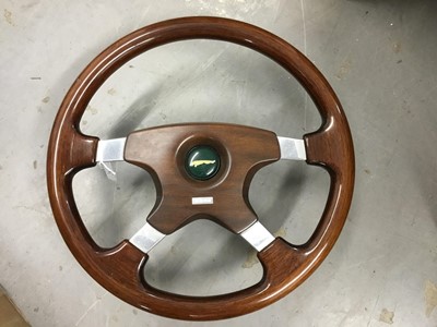 Lot 1237 - Jaguar Momo wooden framed steering wheel- previously fitted to a Jaguar XJS