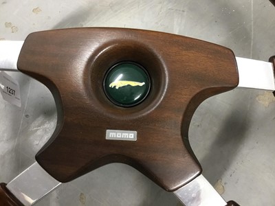 Lot 1237 - Jaguar Momo wooden framed steering wheel- previously fitted to a Jaguar XJS