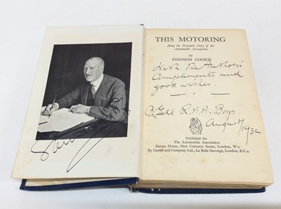 Lot 1238 - Stenson Cooke - signed and inscribed book-  ' This Motoring' dated 1932