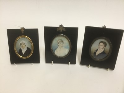 Lot 734 - Three late 18th/early 19th century portrait miniatures on ivory