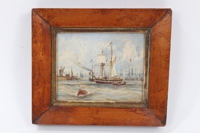 Lot 738 - Mid 19th century marine watercolour in period glazed maple frame