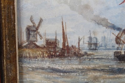 Lot 738 - Mid 19th century marine watercolour in period glazed maple frame