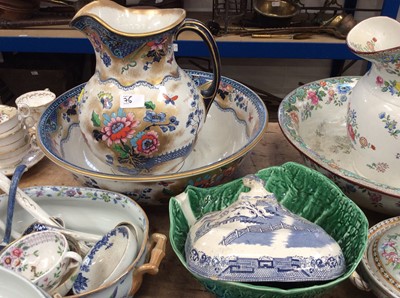 Lot 76 - Copeland Spode wash jug and bowl retailed by Maple & Co, together with a jasperware jardinere and large quantity of decorative china (qty)