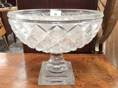 Lot 78 - Good quality cut glass bowl on square pedestal foot
