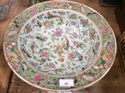 Lot 82 - Large Cantonese Famille Rose bowl, together with a similar oval plate and other Chinese porcelain