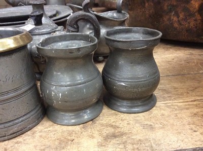 Lot 85 - Collection of antique pewter ware to include, plates, goblets and other items