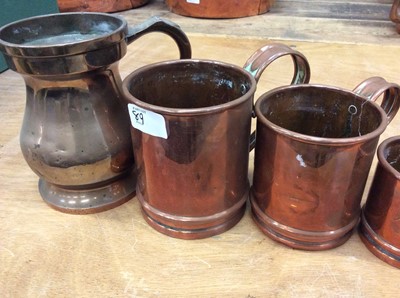Lot 89 - Group of graduated antique copper measuring tankards (6)