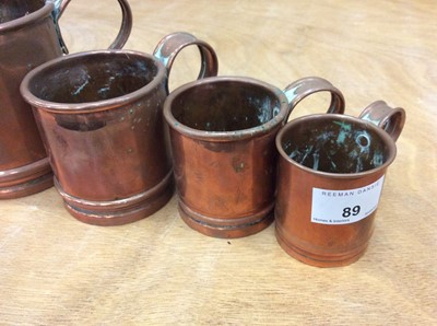 Lot 89 - Group of graduated antique copper measuring tankards (6)