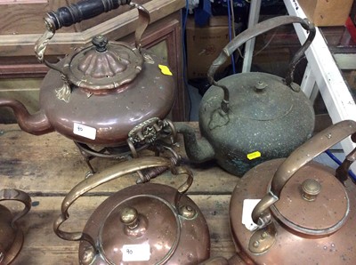 Lot 90 - Group of antique copper kettles and copper spirit kettles (qty)