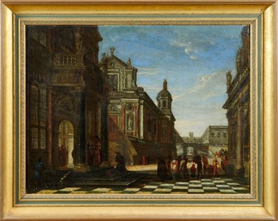 Lot 1278 - Circle of Gian Antonio Guardi (1699-1760) figures before a palace