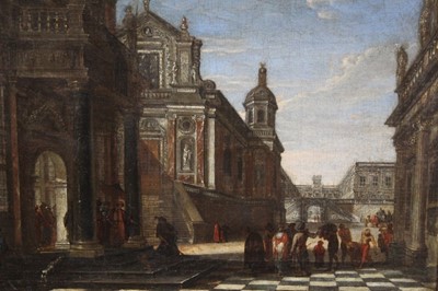 Lot 1278 - Circle of Gian Antonio Guardi (1699-1760) figures before a palace