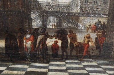 Lot 1278 - Circle of Gian Antonio Guardi (1699-1760) figures before a palace