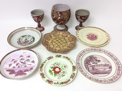 Lot 1073 - Collection of lustre items including goblets and plates