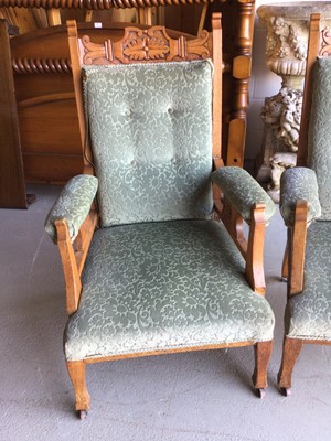 Lot 11 - Pair of Edwardian deep armchairs