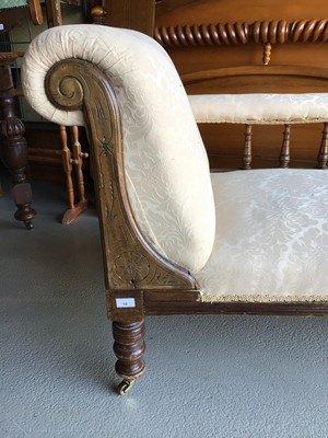 Lot 14 - Cream upholstered mahogany chaise