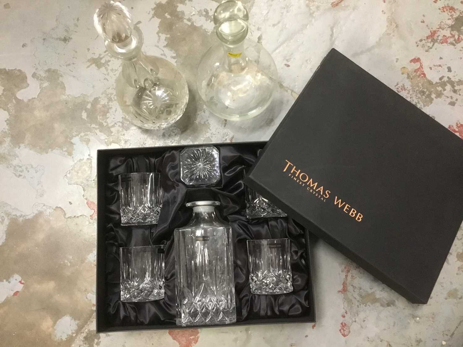 Lot 419 - Thomas Webb cased decanter set and two further decanters