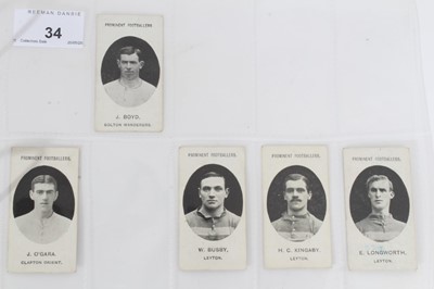 Lot 34 - Cigarette cards - Taddy 1907/8. Prominent Footballers - 10 different, variety of backs