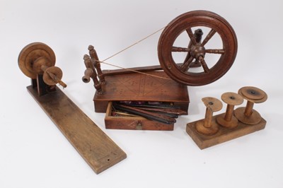 Lot 740 - Unusual 19th century fruitwood tabletop spinning wheel