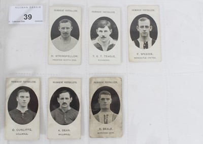 Lot 39 - Cigarette cards - Taddy 1907/8 Prominent Footballers - 11 different, variety of backs.
