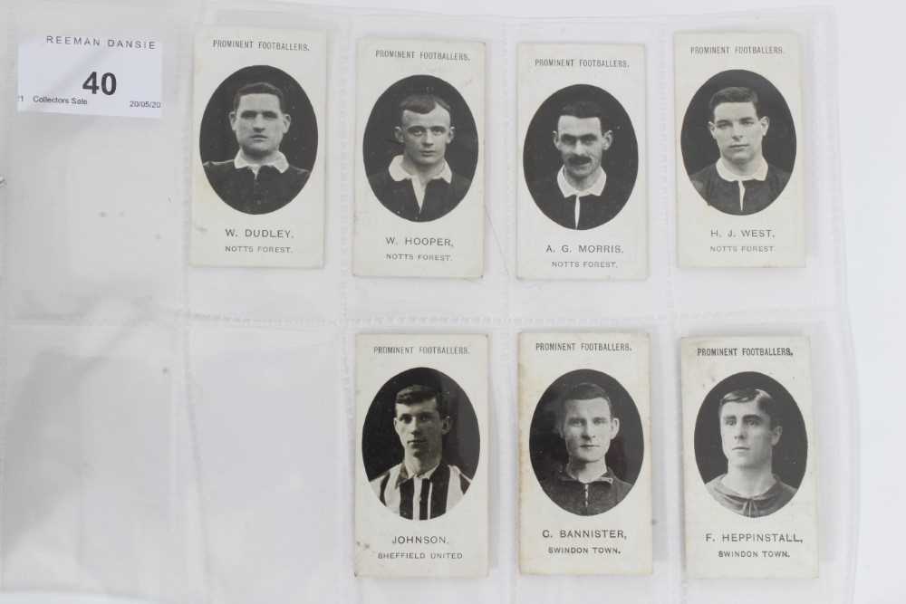 Lot 40 - Cigarette cards - Taddy 1907/8 Prominent Footballers - 12 different, variety of backs including (Imperial Tobacco no footnote) 4 Notts Forest - W Dudley, W Hooper, A G Morris, H J West. 1 Sheffield...