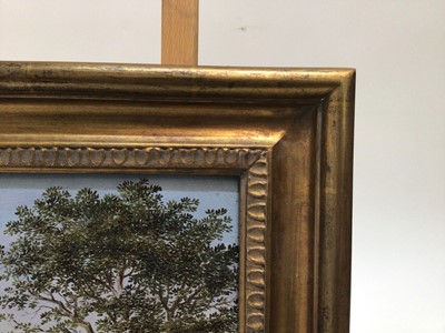 Lot 28 - English School, early 20th century, oil on board - plough horses at rest, in gilt frame