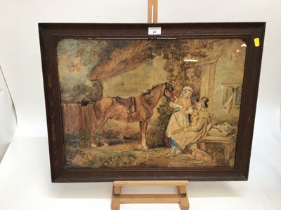 Lot 25 - Manner of George Morland, watercolour - 'A well-earned drink', in glazed oak frame