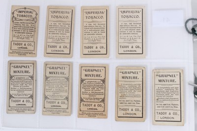 Lot 41 - Cigarette cards - Taddy 1907/8 Prominent Footballers - 9 different, variety of backs..