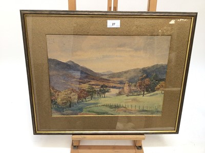 Lot 27 - Joanna Hassall, early 20th century, English School, watercolour - an extensive rural valley, signed, in glazed frame