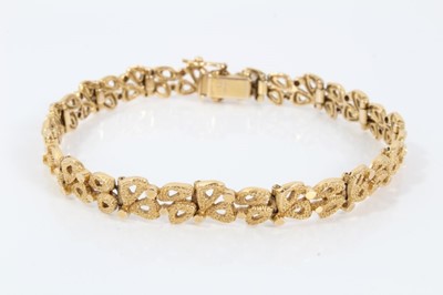 Lot 86 - 1960s gold bracelet, in a Victorian leather case