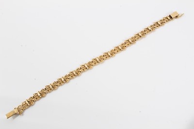 Lot 474 - 1960s gold bracelet, in a Victorian leather case