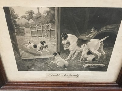 Lot 701 - Pair of Edwardian terrier prints, landscape prints and other decorative pictures