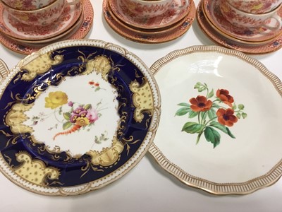 Lot 139 - A 19th century Staffordshire printed and painted tea service, and various 19th century flower painted dessert plates