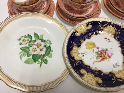 Lot 139 - A 19th century Staffordshire printed and painted tea service, and various 19th century flower painted dessert plates