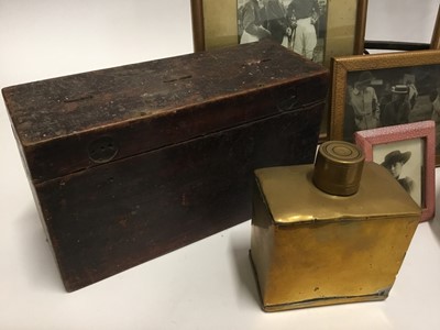 Lot 141 - A photograph of King Edward VII as Prince of Wales, a leather collar box, a ballot box, a table gong and other items