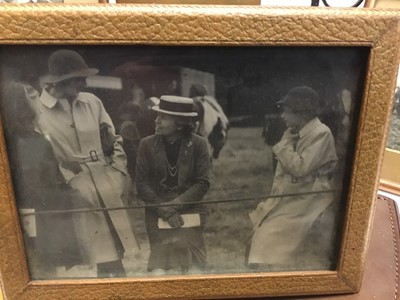 Lot 141 - A photograph of King Edward VII as Prince of Wales, a leather collar box, a ballot box, a table gong and other items