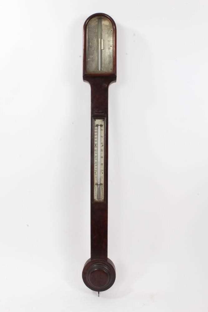 Lot 610 - Early 19th century mahogany stick barometer signed J. C. Dennis, London