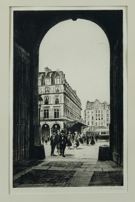Lot 1204 - Christopher Richard Wynne Nevinson (1889-1946) signed etching - Rue De Rivoli, 1921, in glazed frame