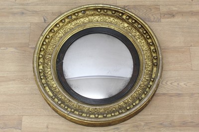 Lot 1417 - 19th century gilt framed convex wall mirror with ball border